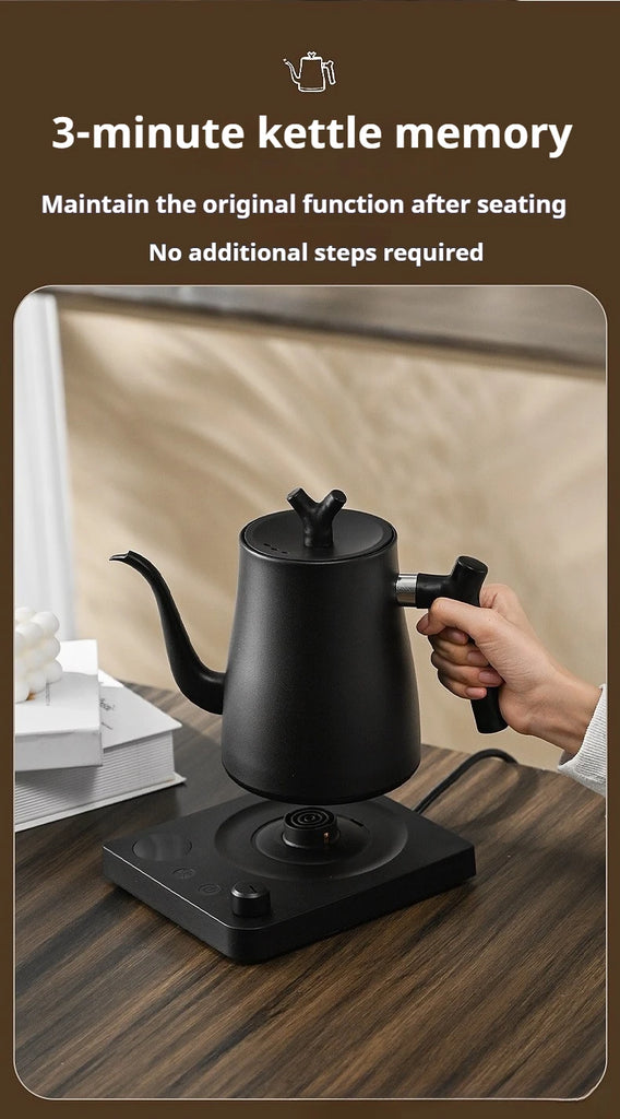 1000ML Smart Temperature Control Electric Kettle - Auto Shut-Off & Boil-Dry Protection - Stainless Steel Pour-Over Coffee &