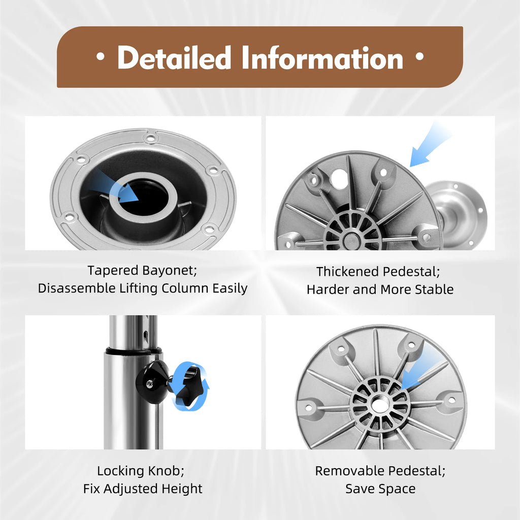 Adjustable Table Leg Rv Table Base Stand Motorhome Aluminum Table Stand 56-72cm For Workrooms, Kitchens Or Cabs, Etc