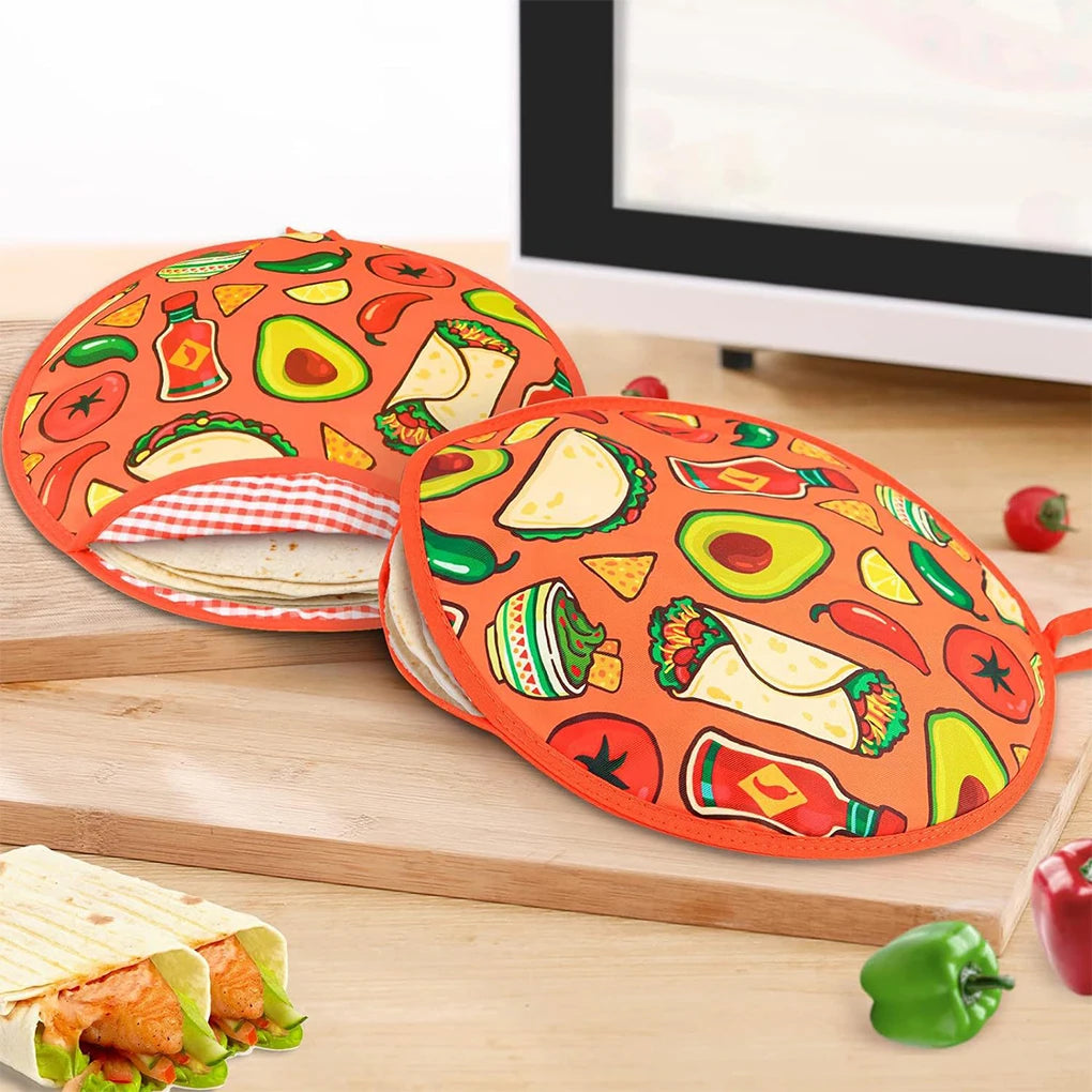 New High Quality Tortilla Warmer Pouch Fashion Helpful Fabric Insulation Bag Tortilla Warmer Insulated Fabric Storage Poucha