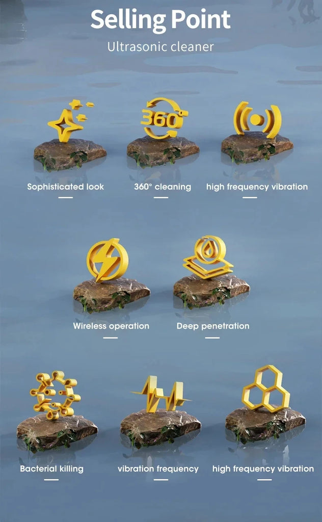 Ultrasonic Cleaning Machine Mini High-frequency Vibration Cleaning Adjustable Glasses Jewelry Pacifier Timed Cleaning Tool