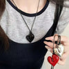 3 Colors Asymmetrical Acrylic Heart Pendant Necklaces for Women Aesthetic Love Leather Rope Neck Chain Jewelry for Girfriends K1