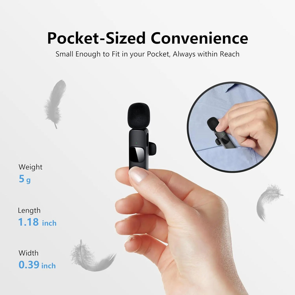 New Wireless Lavalier Microphone Portable Audio Video Recording Mini Microphone for iPhone ios Live Gaming Phone