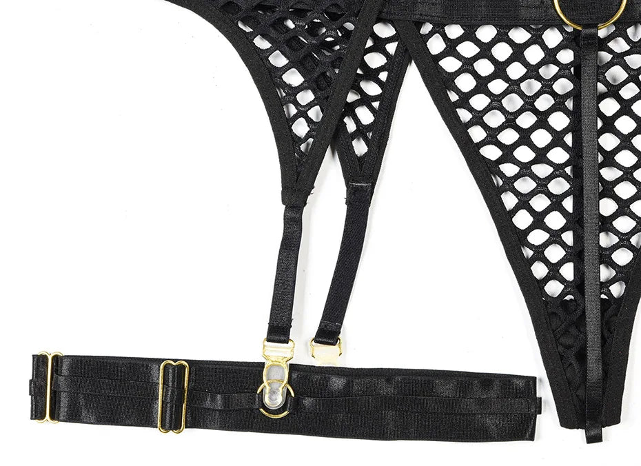 JSY Sexy Lingerie Set For Women's Body Underwear Transparent Mesh Nightgown Bodysuit Sleepwear Erotic Lingerie Porno Costumes