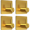 4pcs Self-Adhesive Towel Hooks 304 Stainless Steel Stick-On Wall Hooks For Home Coat Robe Bathroom Organization Accessories