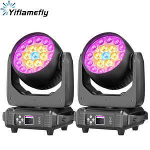 Yiflamefly 2Pcs Moving Head Lights With19X15W RGBW LED DMX512 Stage Light For DJ Karaoke Dance Hall KTV Disco Bar Stage Lighting