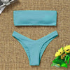 Sexy Textured Bikini 2024 Bandeau Swimsuit Women Swimwear Push Up Bikini Set Solid Bathing Suit Beach Wear Biquini Female