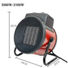 3000W Portable Electric Space Heater with Fan Adjustable Thermostat  2 Heat Settings + Fan Mode Overheat & Tip-Over Protection