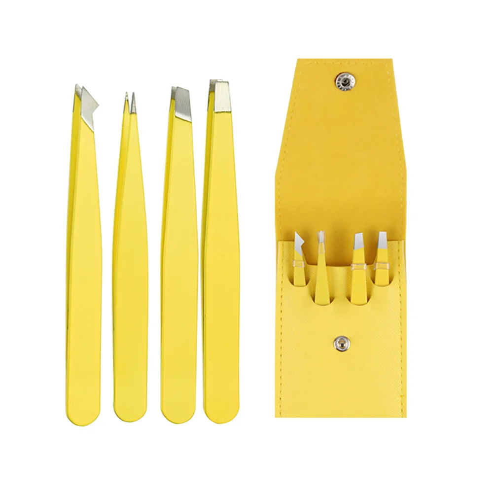 Tweezers Set 4piece Professional Stainless Steel Tweezers Precision Tweezers for Eyelash Extension Eyebrows Facial Blackhead