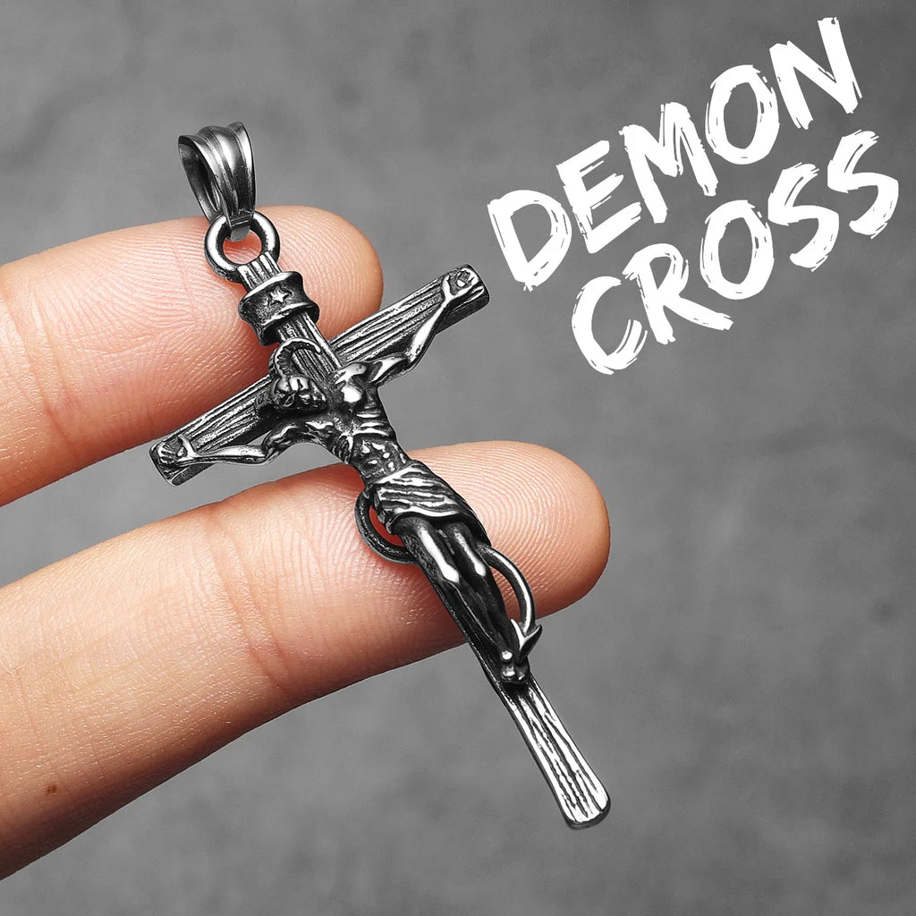 Retro Demon Satan Cross Stainless Steel Men Necklaces Pendant Chain Punk For Women Fashion Jewelry Gifts Wholesale Dropshiping