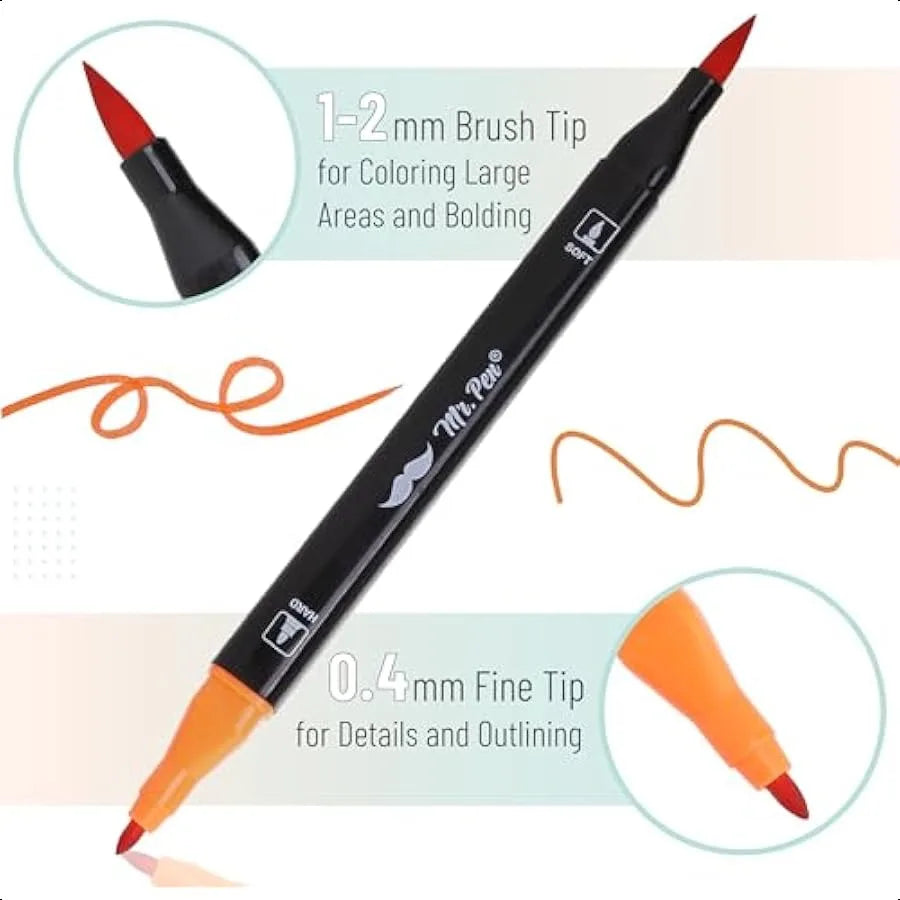 Easter Basket Essentials Dual Tip Brush Pens 12 pcs Vibrant Colors Brush and Fine Tip Marker Dual Tip Markers Art Markers for A
