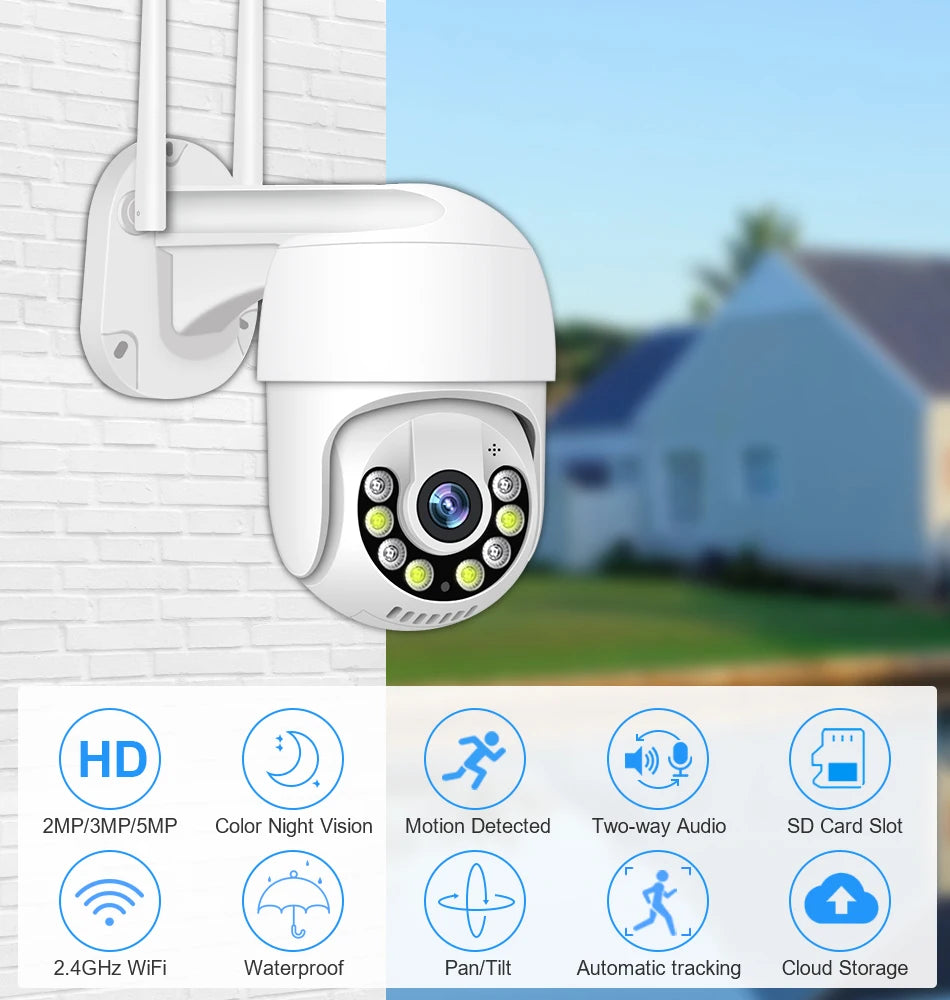 Smar 1080P Cloud Storage Wireless PTZ IP Camera Speed Dome CCTV Security Cameras Outdoor ONVIF Two Way Audio P2P Camera WIFI