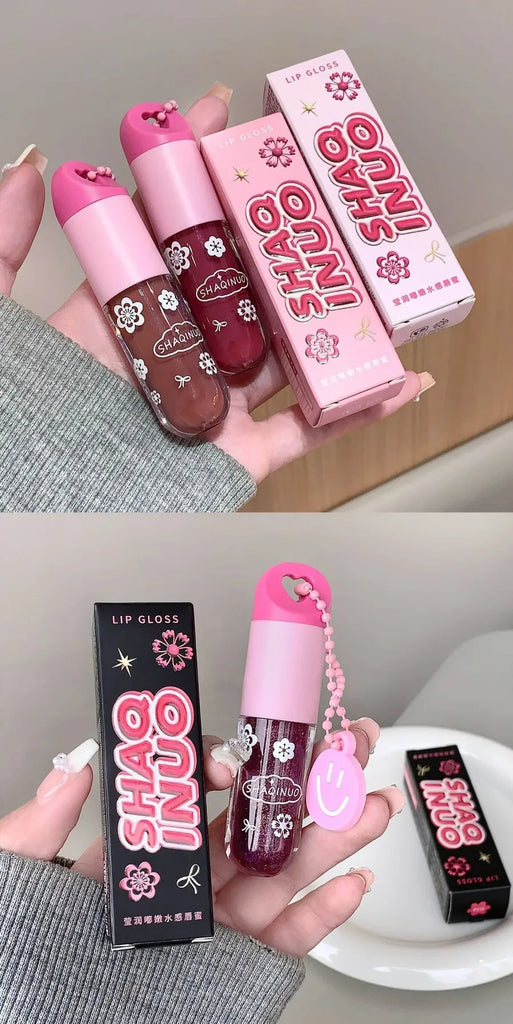SHAQINUO Lustrous, tender and watery lip gloss, water-rich glass lips, mirror-like light makeup