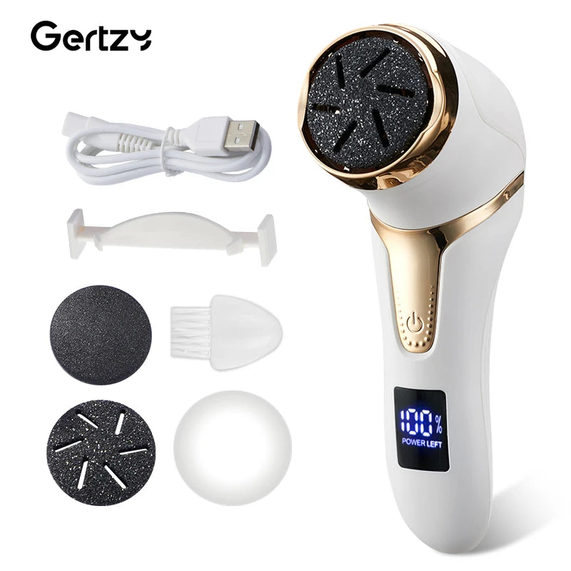 Rechargeable three head electric scab remover with chip removal vacuum cleaner, portable foot repair kit, LED display screen