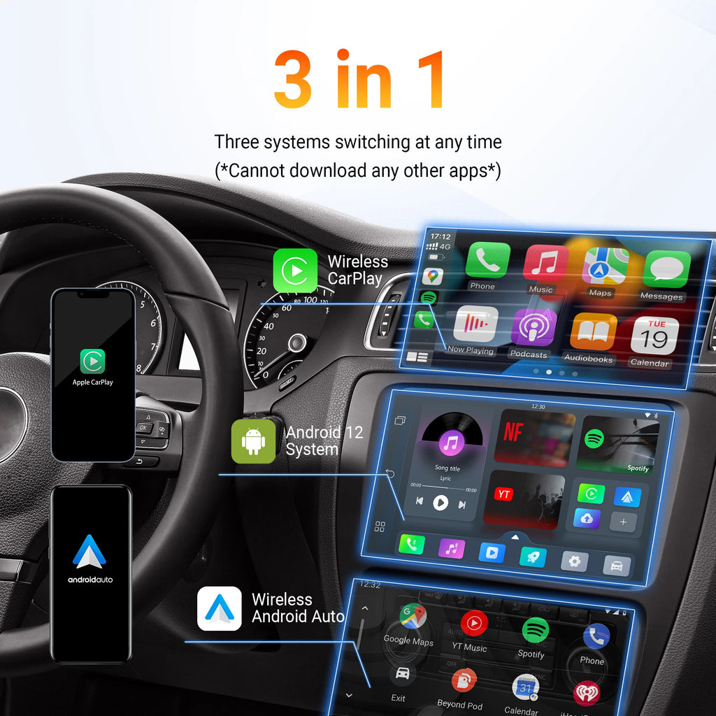 OTTOCAST Play2Video Pro Wireless Android Auto CarPlay Adapter USB Multimedia Video for Youtube Car Accessories for VW Benz Audi