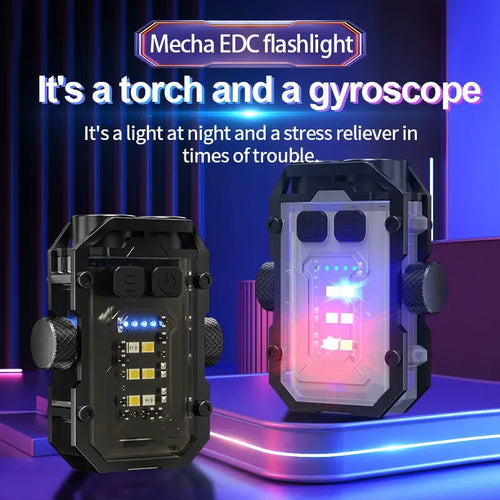 Mini LED Keychain Light Portable Magnetic EDC Flashlight Outdoor Camping Fishing Emergency Work Hat Clip Lamp With FingertipGyro