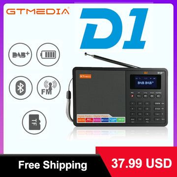 GTMEDIA D1 Portable Radio DAB+/FM+BT/Card/AUX Support BT\TF card digital player Support DAB174.92-239.20MHz FM 87.5-108MHz