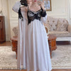 Women Long Twinset Robe Set Sexy Lace Trim Wedding Bathrobe Kimono Gown Sleepwear Elegant Ice Silk Nightgown Loungewear Homewear