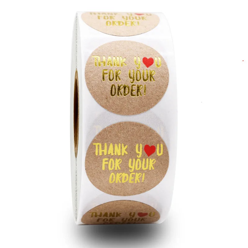 50-500pcs thank you for your order sticker white labels sticker Heart Thanks for Shopping Small Shop Local Handmade sticker