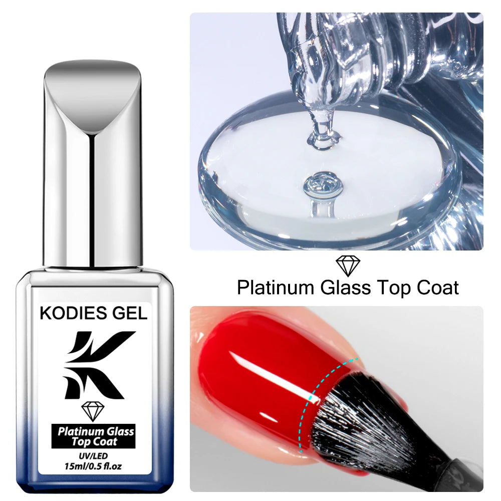 KODIES GEL NEW Super Shine Top Coat Gel Nail Polish UV Diamond Topcoat No Wipe Sealer Gel Finish Manicure Nail Art Salon Quality