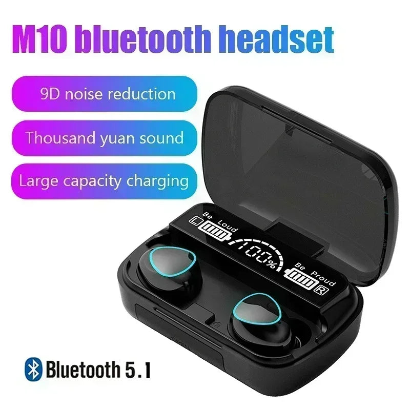 New TWS Bluetooth Earphones Handfree LED  Stereo Music Wireless Earbuds Waterproof Gaming Headset for smartphones