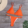 Sexy 2 Pcs Set Women Swimsuit 2025 New Hot Bikini Set Solid Color Halter Neck Strap Thong Women Swimsuit Set for Beach