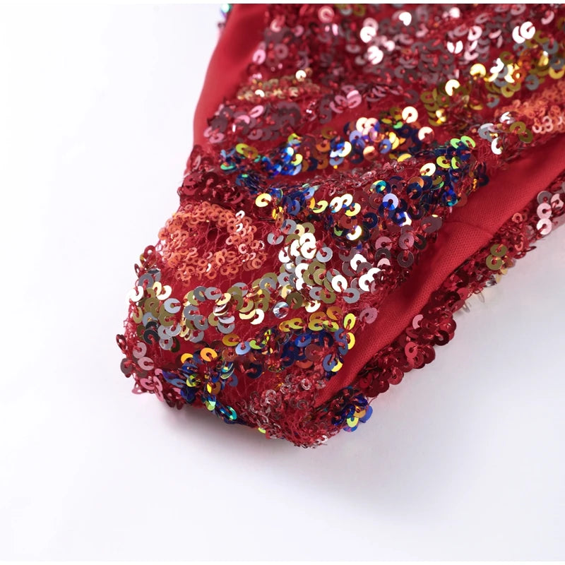 Sexy Sequin Bikini Skirt Sets Women Halter Backless Sleeveless Bikinis Lace Up Slim Mini Skirts Set 2025 Summer Lady Beach Suits