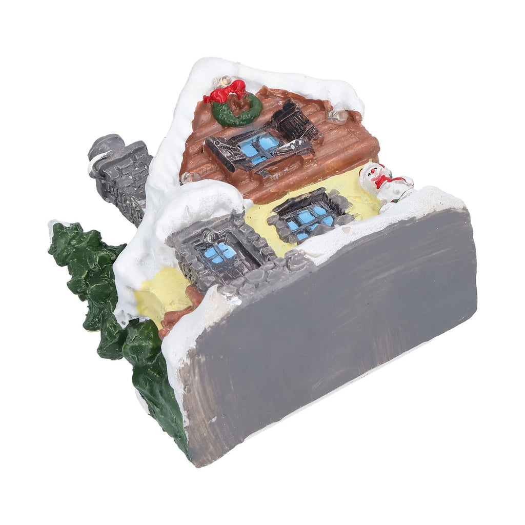 Christmas Decorations Winter Snow Christmas Houses Miniature Indoor Village Building Santa Houses Decor with Warm LED Light