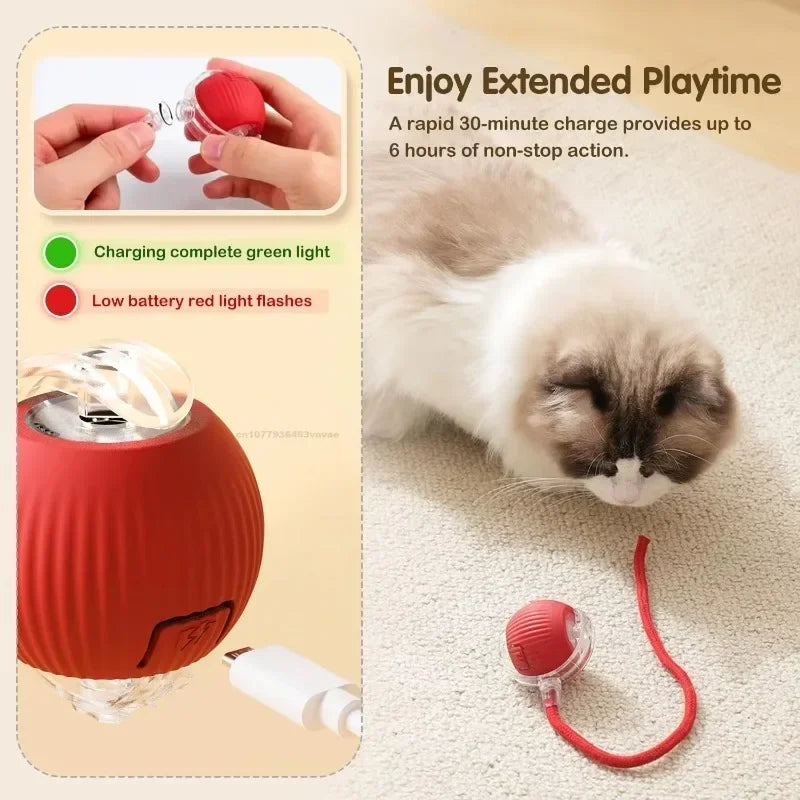 Interactive Cat Toys Automatic Rolling Ball Fake Tail Rechargeable Electric Pet Interactive Toy Dog Training Imitate Mouse Tail