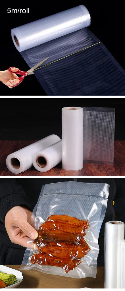 Food Vacuum Storage Packaging Bags for Vacuum Sealer Meat Fruit Vegetable Vacuum Packaging Bags 12/15/20/25/30cm 500cm/roll