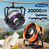 Portable 6 in 1 Outdoor Camping Fan 20000mAh Rechargeable Wireless Tent Ceiling Fan 4 Speed Adjustment LED Lighting Power Bank