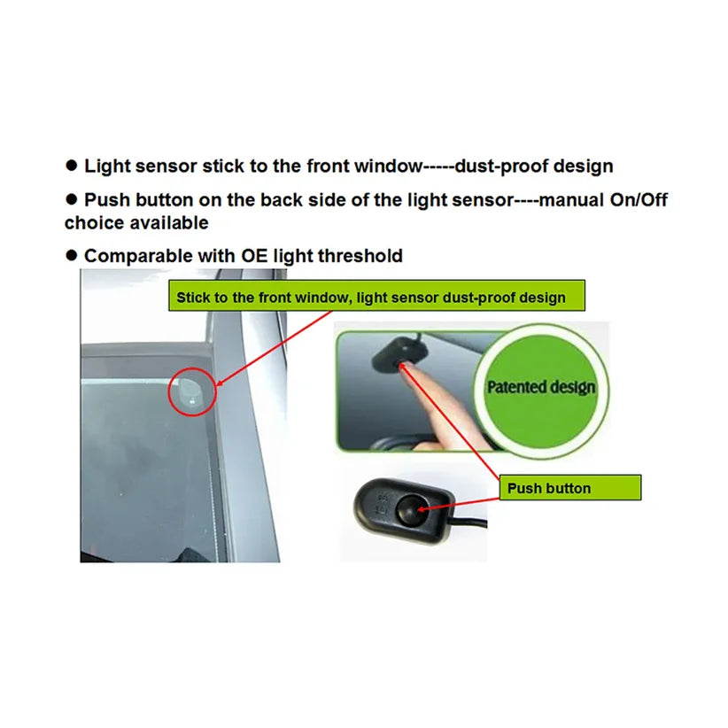 Automotive Headlight Automatic Controller, Automatically Turns the Lights On/Off When Entering a Garage or Tunnel with Dark or Bright Light, Headlight Controller with Quick Response, 12V Automatic Headlights Are the Best Acce