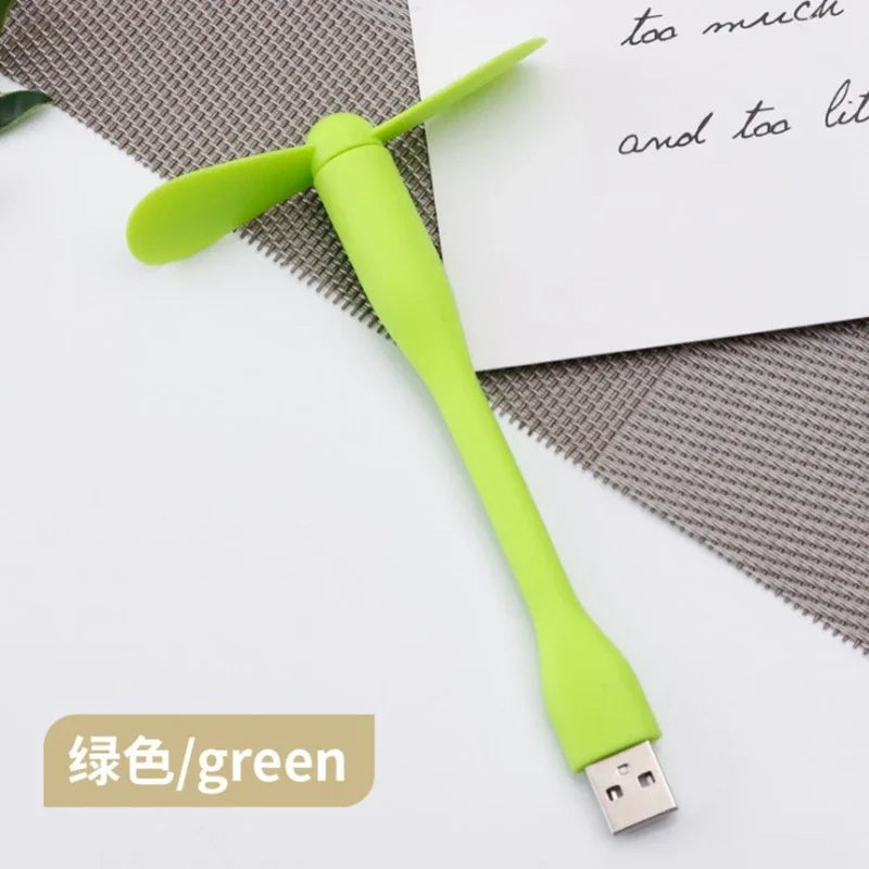 USB Electric Fan Flexible Bendable Fan For Power Bank Laptop PC AC Charger Portable Hand Cool Mini Fan Computer Summer Gadget