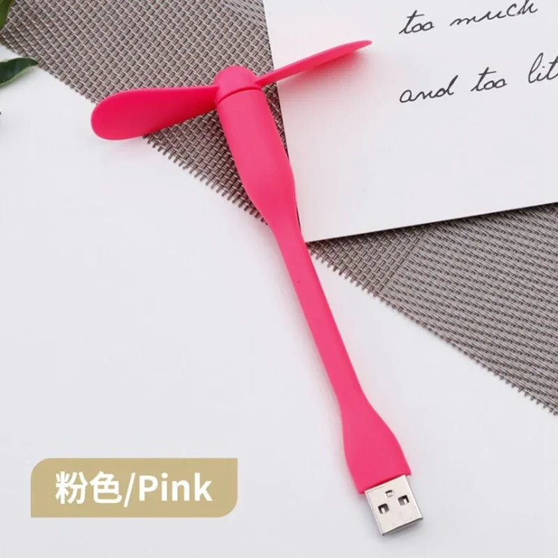 USB Electric Fan Flexible Bendable Fan For Power Bank Laptop PC AC Charger Portable Hand Cool Mini Fan Computer Summer Gadget