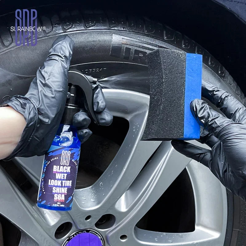 Motorcycle Black Wet Look Tire Shine Dressing,Tire Dressing for Deep Glossy Finish for Protection,Long-Lasting Tire Shine Spray