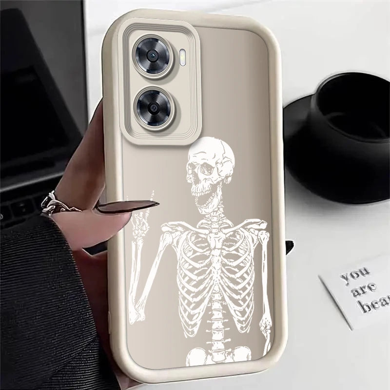 Skull Silicone Phone Case On For OPPO A57 A74 A95 A60 A78 A83 A76 A58X A96 A97 A94 A93 A73 A58 A77 A56S A55 A54 A53 4G 5G Cover