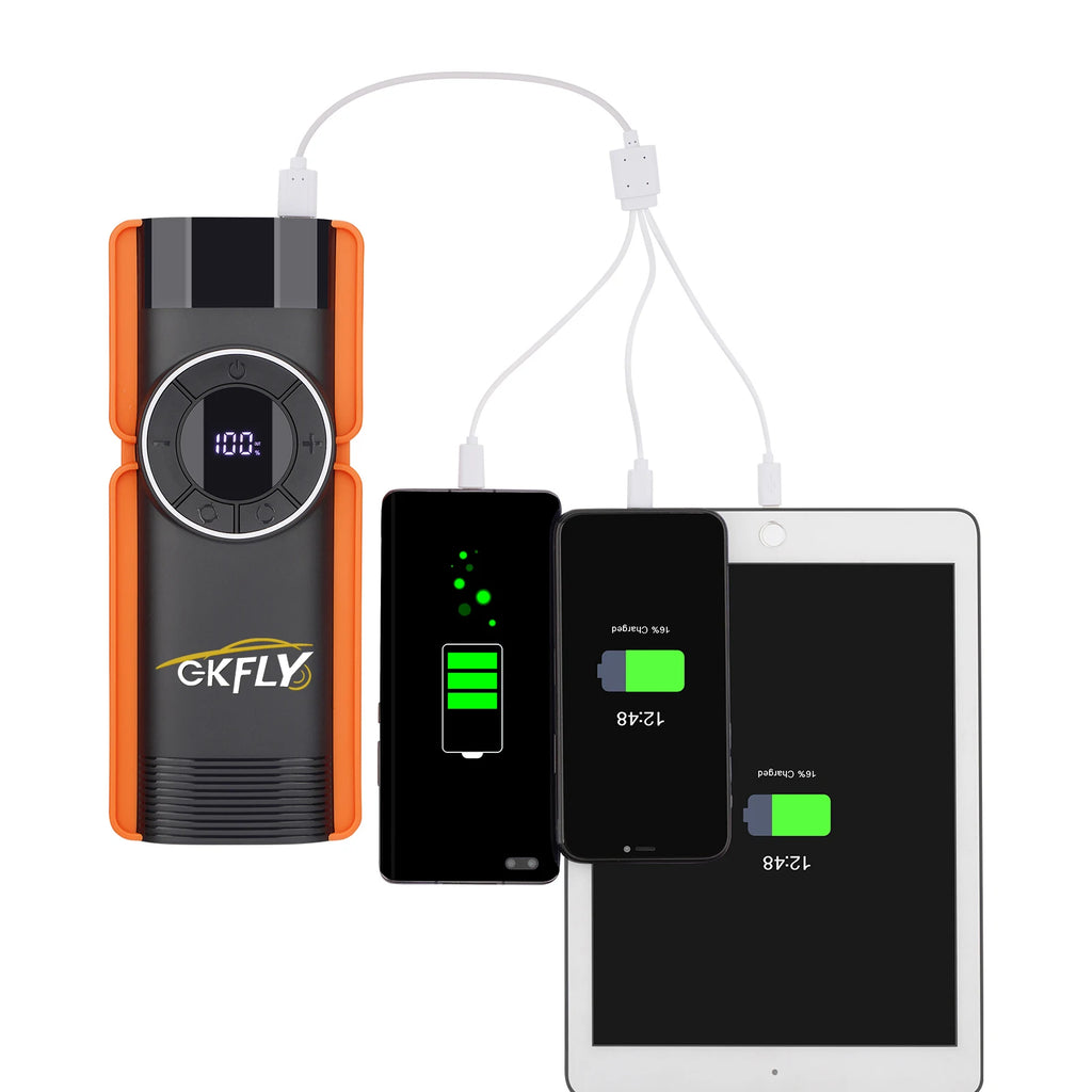 2000A Car Jump Starter Air Pump Multi-Function 4 In 1 Air Compressor Power Bank Car Battery Starter Starting Auto Tyre Inflator