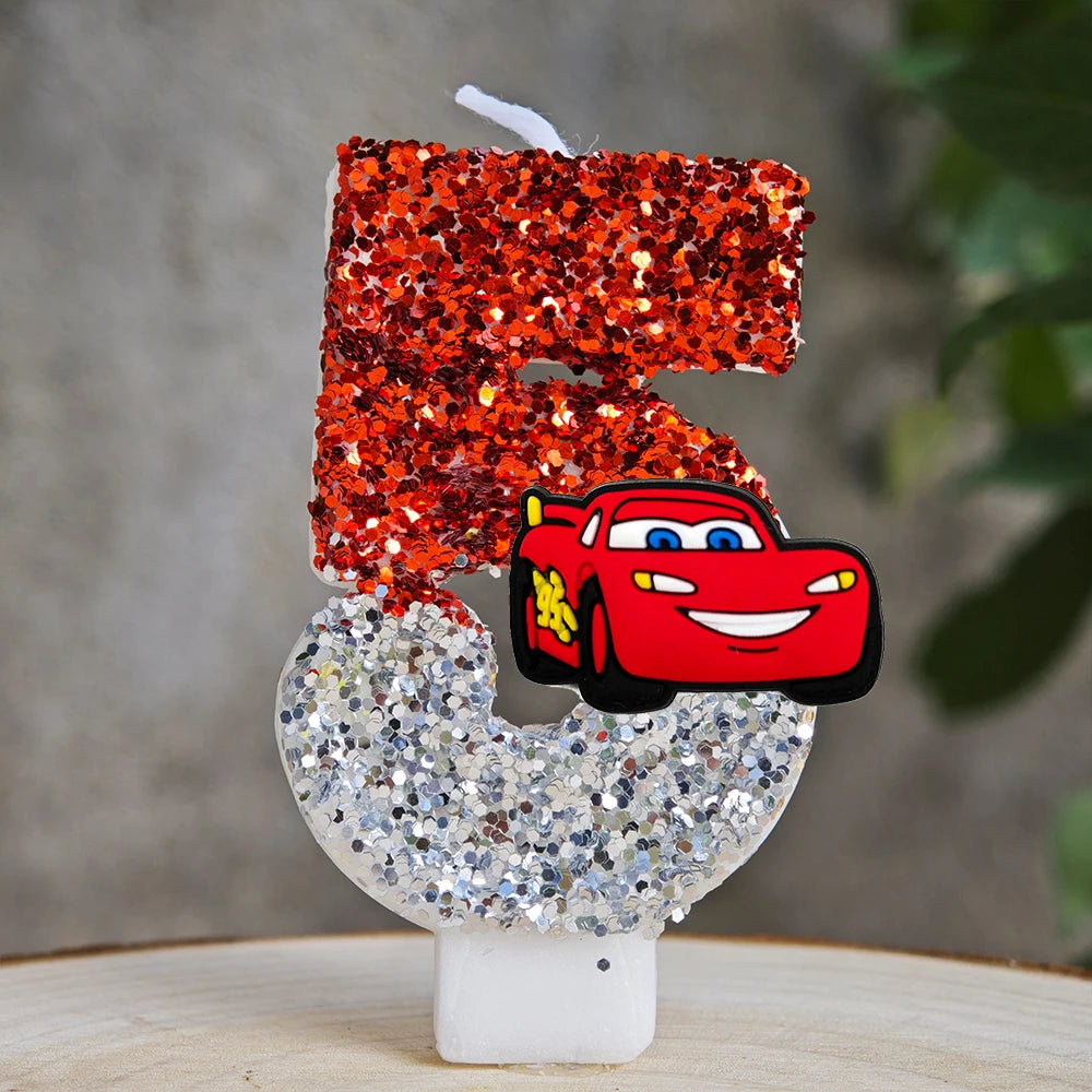 Mcqueen Candles Anime Cake Decor Theme 0-9 Number Candles Birthday Party Cake Topper Kids  Baby Shower  Gift Supplie