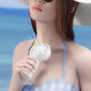 Mini Handheld Fan Portable USB Rechargeable Fans Desk with Base Small Makeup Eyelash Cooler Women Girls Outdoor Office White
