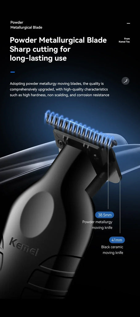 Kemei 2299 Barber Cordless Hair Trimmer 0mm Zero Gapped Carving Clipper Detailer Professional Electric Finish Cutting Machine