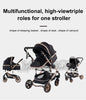 Luxurious 3 in 1 Baby Stroller Portable Travel Baby Carriage Folding Prams Aluminum Frame High Landscape Car for Newborn Baby BLACK