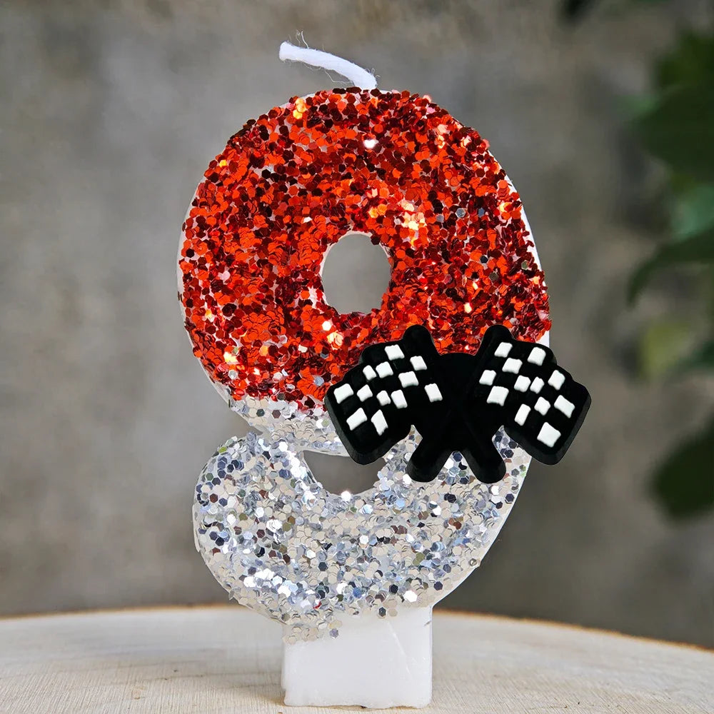 Mcqueen Candles Anime Cake Decor Theme 0-9 Number Candles Birthday Party Cake Topper Kids  Baby Shower  Gift Supplie