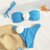 Sexy Flower Bandeau Swimwear Thong Bikini 2025 Women Lace-up Swimsuit Swimming Bathing Suit Brazilian Bikinis Sets Mujer Biquini