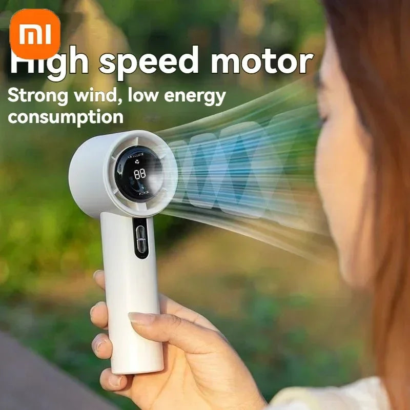 Xiaomi Ultra Silent Handheld Fan, 100 Speed USB Rechargeable Portable Mini Turbo Fan with LED Indicator for Office and Traveling