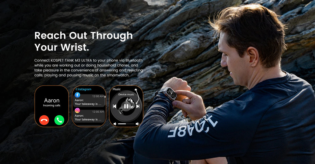 2025 KOSPET TANK M3 Ultra GPS Smartwatches Men Women Waterproof Smart watch 480mAh Digital Fitness AOD Male Electronic Watches