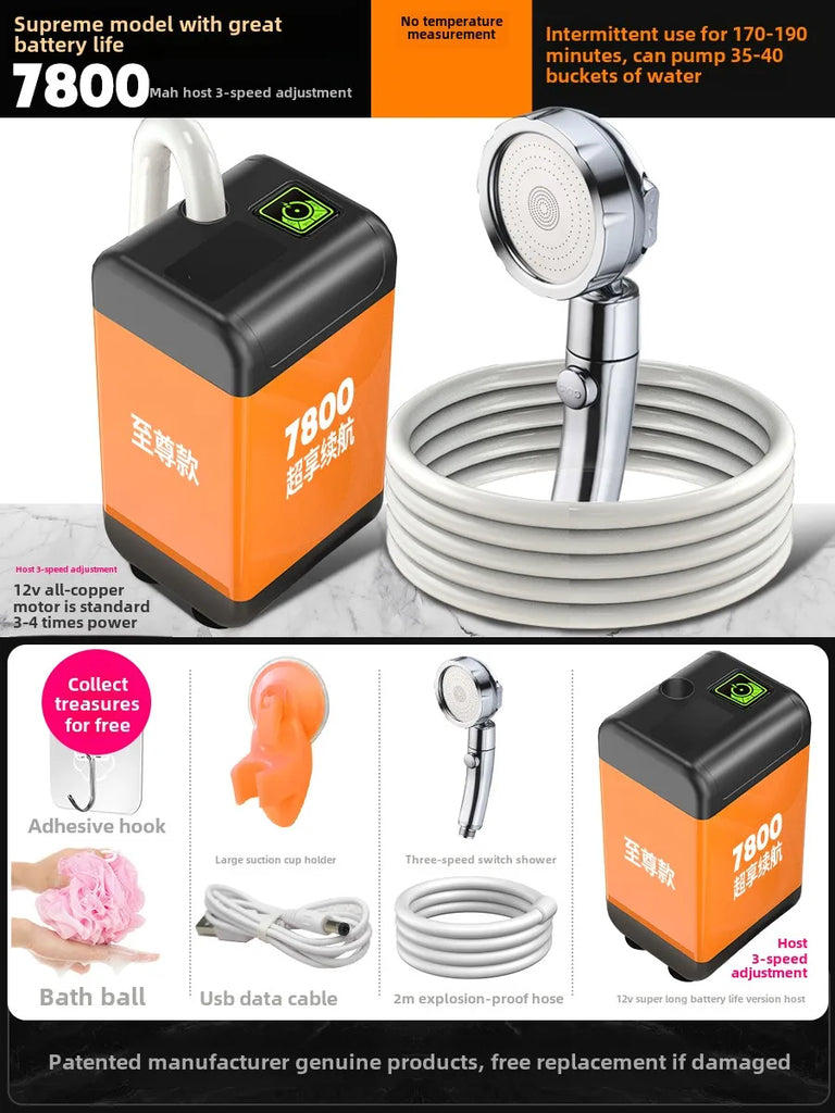 Outdoor portable simple electric shower self-priming