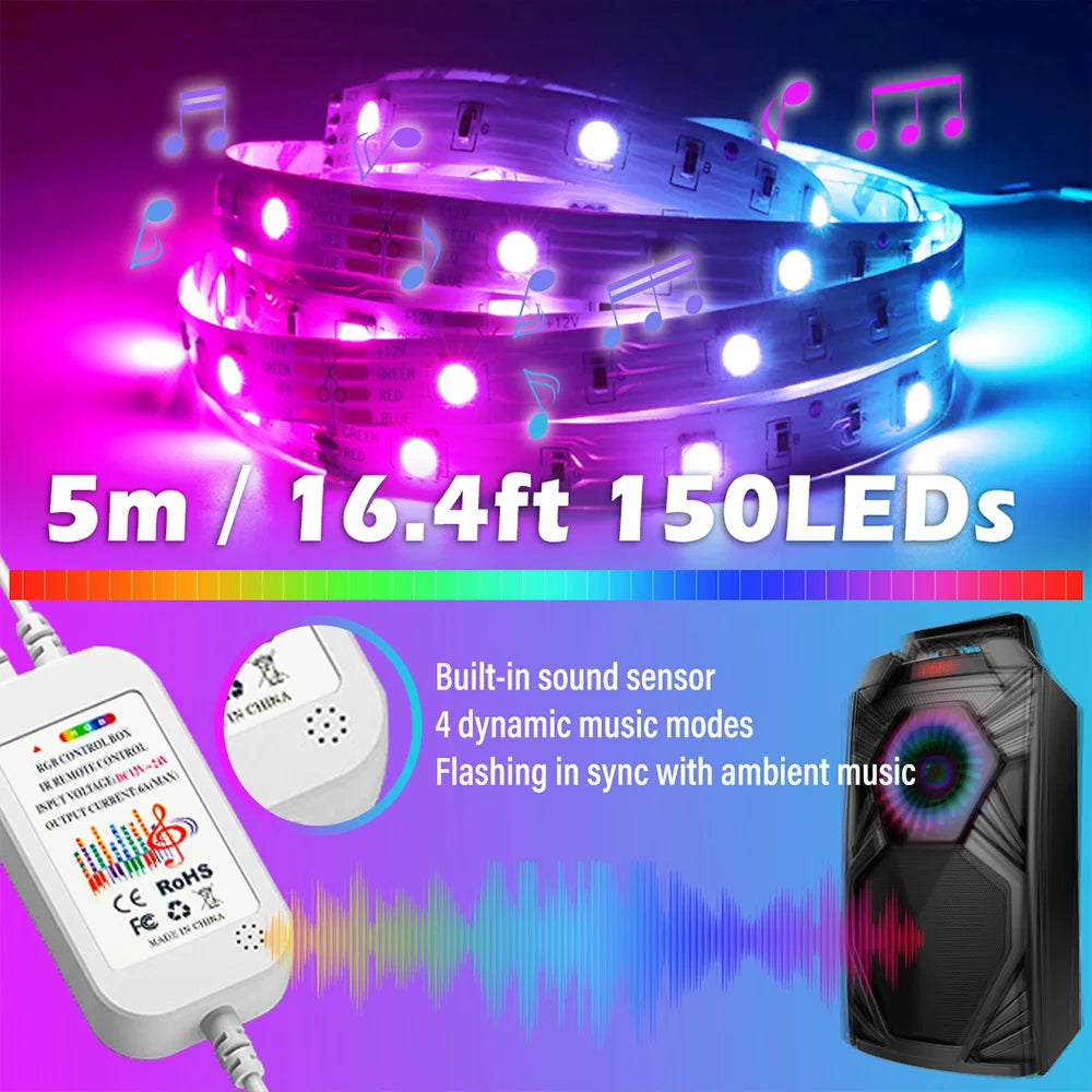 Led Light Strip Coloful Room Decor Bluetooth Lights For Bedroom With App And Remote Control For Party Christmas Decorations Gift