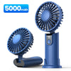 TOPK 5000mAh Mini Portable Fan USB Rechargeable Hand Held Fan,Small Pocket Fan 3 Speeds with Lanyard &Base,USB Desk Fan Foldable
