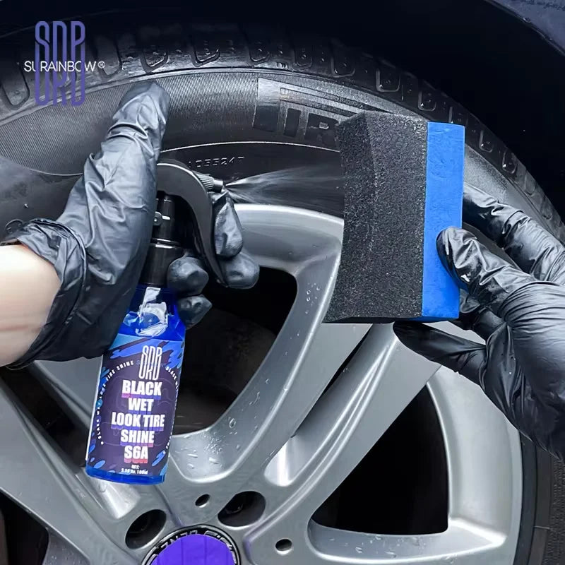 Motorcycle Black Wet Look Tire Shine Dressing,Tire Dressing for Deep Glossy Finish for Protection,Long-Lasting Tire Shine Spray