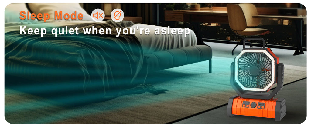 Portable USB Rechargeable Camping Fan Wireless Handheld Cooling Fan with Hook 270° Rotatable Head 10000mAh 20000mAh