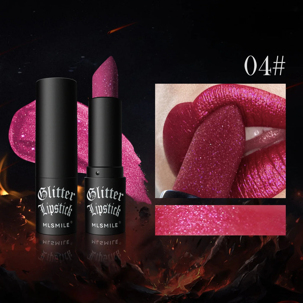 MLSMILE Multi-Color Non-stick Cup Matte Lipstick Flash Lasting Easy Color Diamond Lipstick Dark Halloween Look